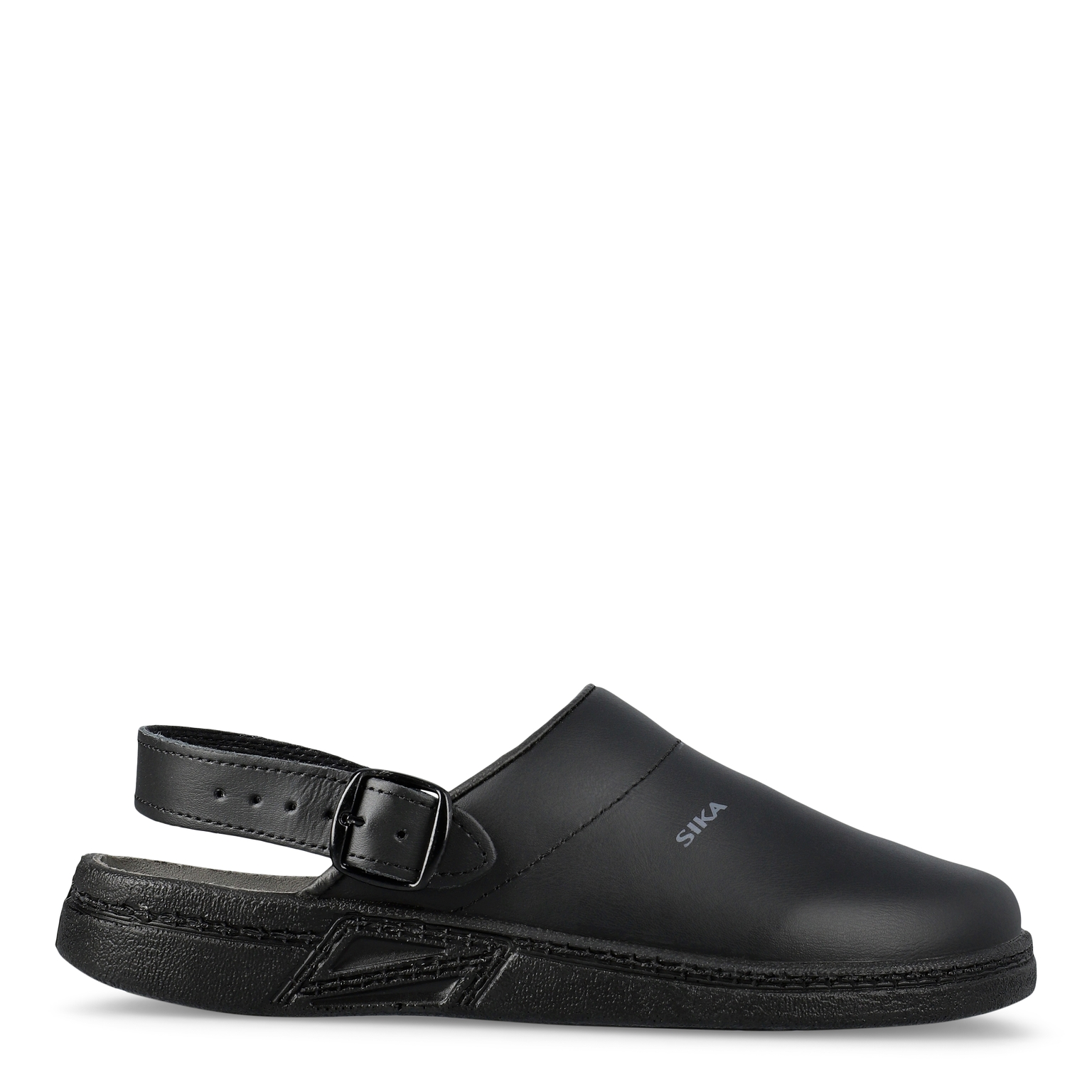 Sika Men's Work Shoe - Black Leather Closed Clog In EU Size 40 (Flat Shoe Style)